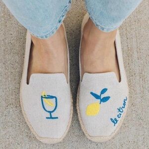 Soludos Classic Le Citron Italian Summer Espadrilles with Lemon Embroidery